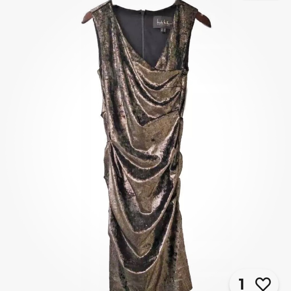NWT NICOLE MILLER Ruched Crushed Velvet Sleeveless Dress size 6